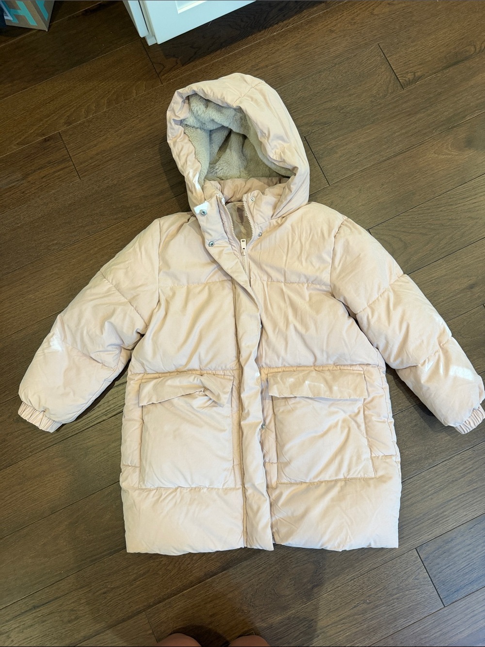 Mango Kids Hooded Puffer Coat in Pale Pink Size 11 - C42-021